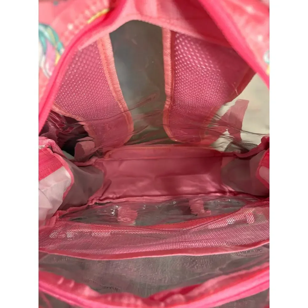Pink unicorn clear school backpack transparent